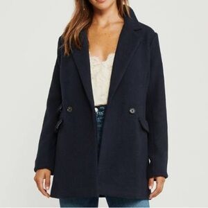 NWT Abercrombie & Fitch Navy Wool Blazer Coat